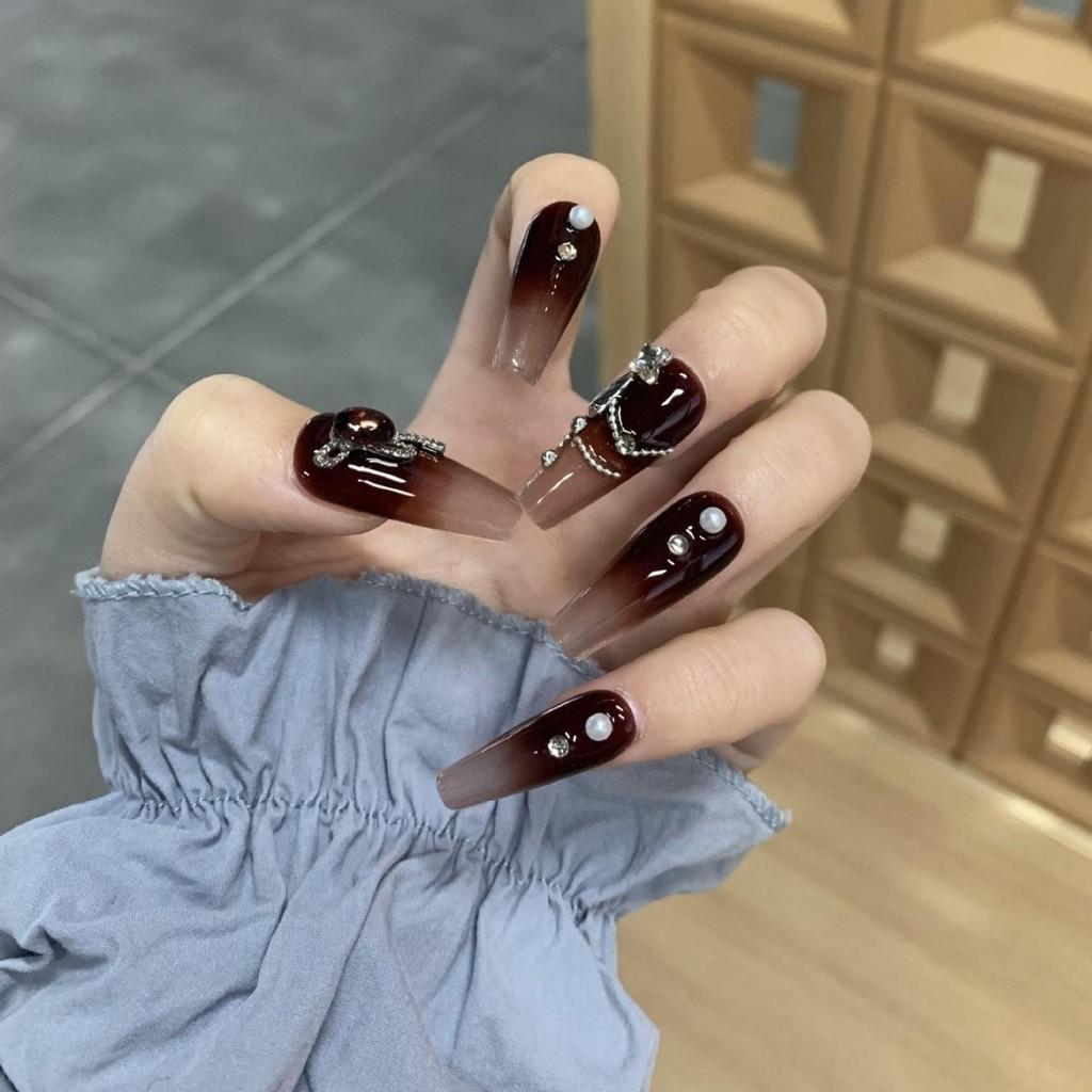 Stick Chain Diamond Gradient Handworn Nail Patch Mist Spice Fashion Style