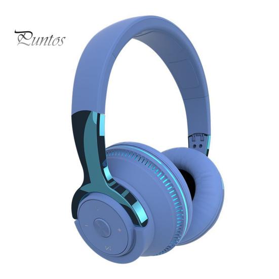 

H2 Bluetooth-совместимые наушники 5.1 с цветной светодиодной подсветкой Портативная складная беспроводная гарнитура для игр синий