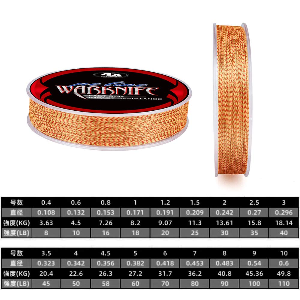Warknife Fishing Line X4 200m Red Yellow &