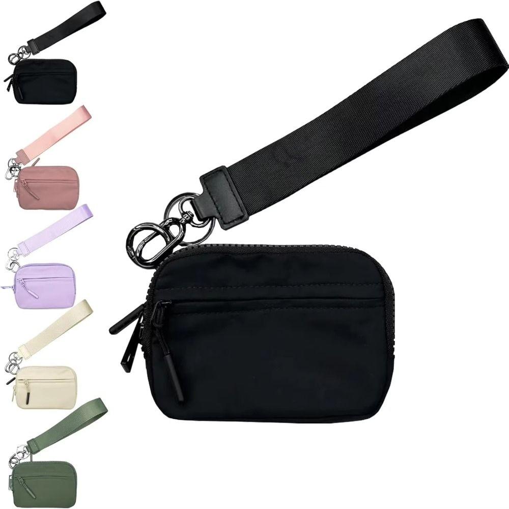 

Fashion Women s Keychain Wallet with Wrist Strap Women Wrist Wallet Simple Mini Coin Bag Unisex зелений