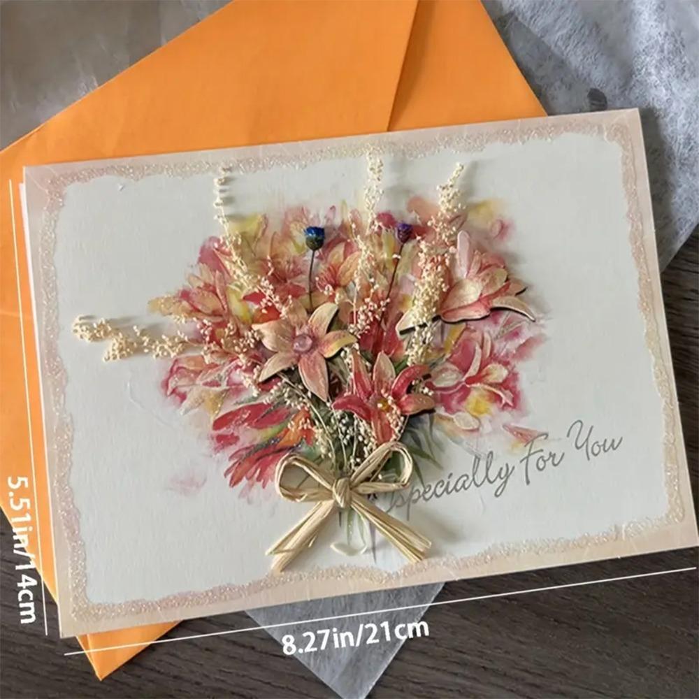 Creative Handmade Thank You Card Elegant Flower Design for Teachers Day Graduation with Envelope Greeting Card Postcards 1PC