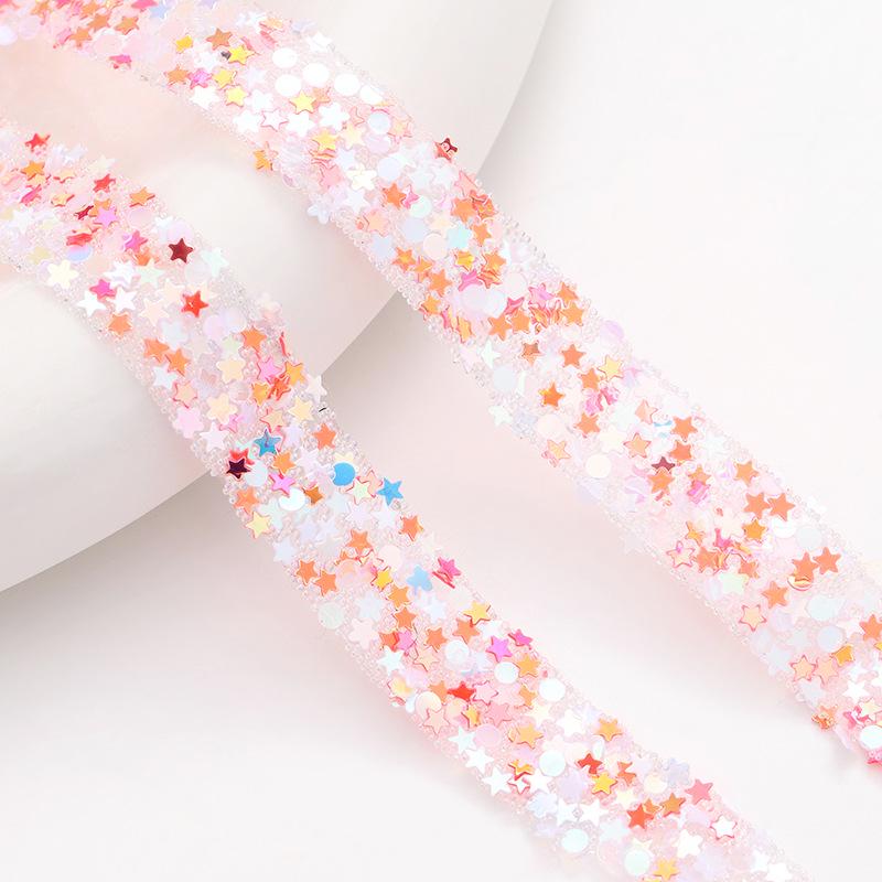 

Pentagram Sequin Rhinestone Strip with Self-Adhesive Tape Crystal Handmade Stick-On Accessories Width 12mm, 1 Yard/0.9 Meter