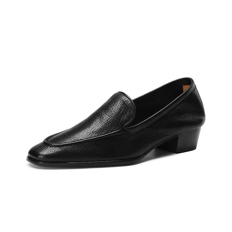 

Мода 2025 Горячая Распродажа Слипоны Натуральная Кожа Женская Обувь Туфли Квадратный Носок Средний Толстый Каблук Мягкий Верх Туфли Офисные Женские Туфли 34 чёрный