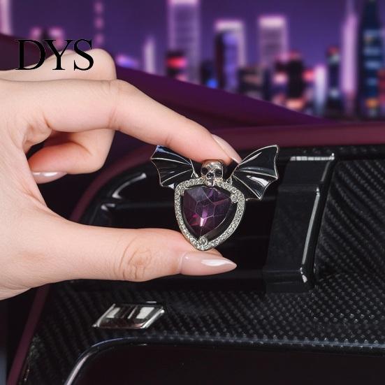Durable Alloy Air Freshener Halloween Car Vent Clip, Metallic Skull Bat Automotive Interior Decoration Charm, Cool Auto Aroma Diffuser for Gothic