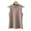2024 Women's Brushed Thermal Vest: Velvet Half-High Collar, Sleeveless, Wear Indoors or Out