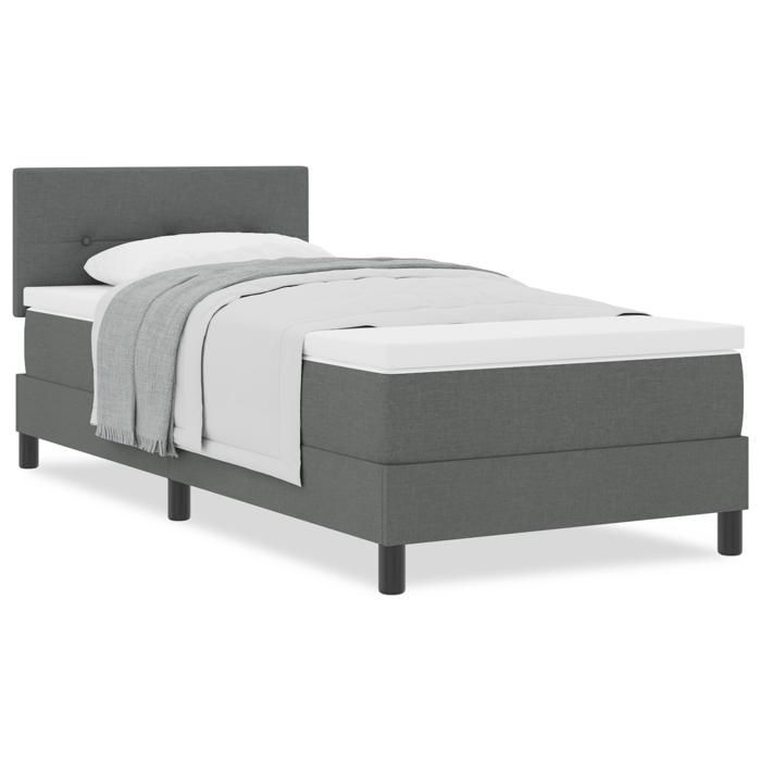 VidaXL Lit à ressorts avec matelas gris foncé 90x190 cm tissu 3338651