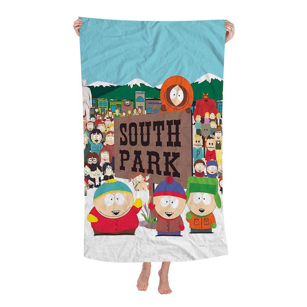 Amine S-South Cartoon P-Park Beach Towels Shower Towel Sauna Travel Spa Microfiber Quick Dry Gym Accessories Cute Room Decor