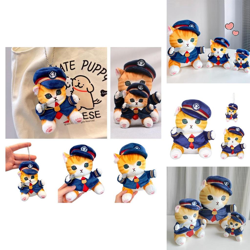 Cute Japanese Style Cat Conductor Plush Toy For Sleeping, Hugging, Decoration And Gifts 13in, 8in, Pendant