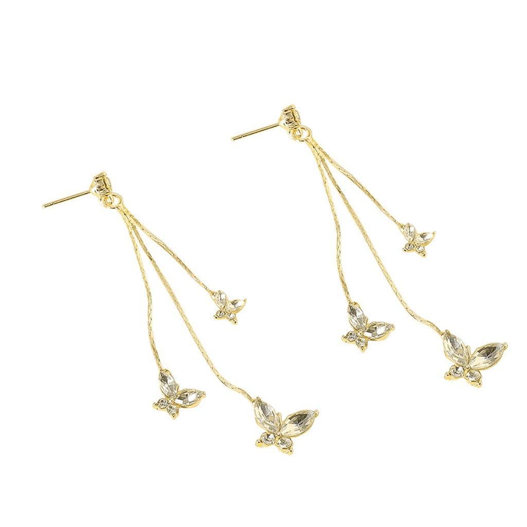 1 Pair Shiny Butterfly Artificial Crystal Drop Earring Butterfly Tassel Dangle Earrings For Women Jewelry Gifts