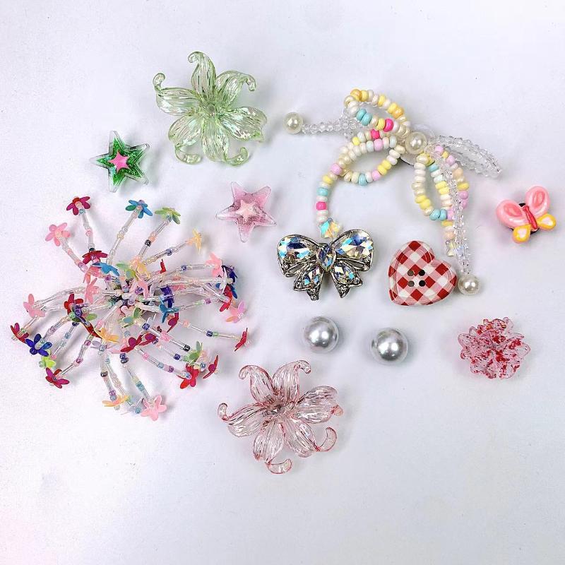 12Pcs Detachable Shoe Flower Shoe Charms Diy Colorful Butterfly Seaweed Bead Chain Shoe Buckle Hole Accessories For Girls