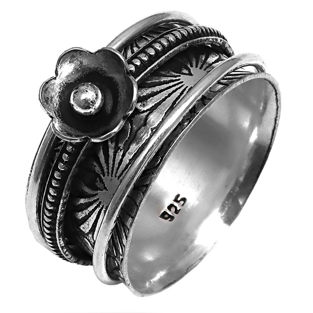 Silver Spinner Ring For Women Four Spinner Ring Fidget Silver Jewelry Ring"6"