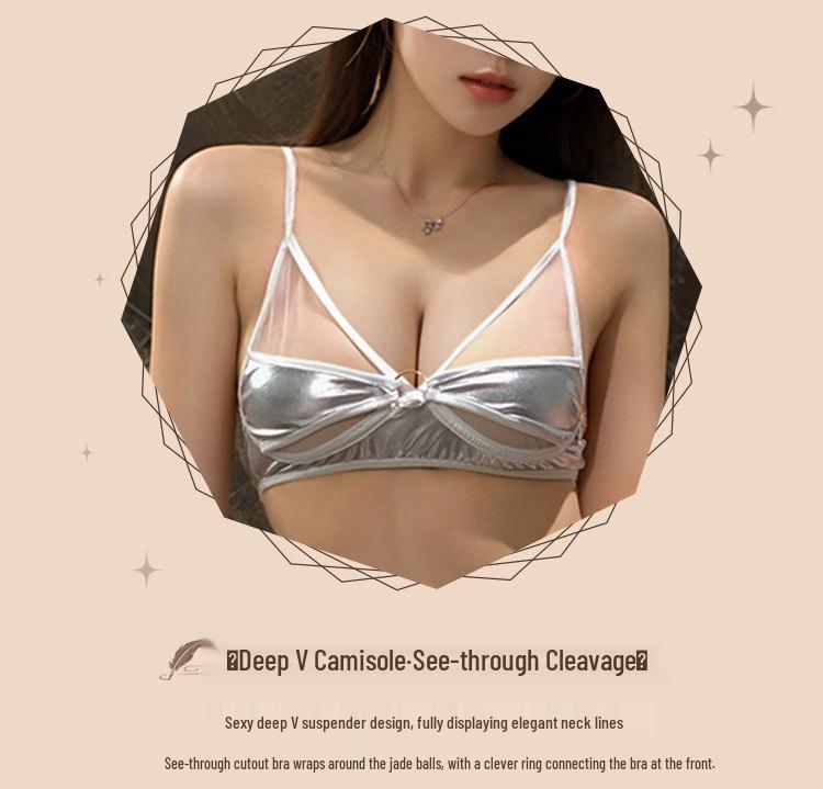 Illusion Nightclub Sequin Tassel Mini Skirt & Split Halter Lingerie 3-Piece Set