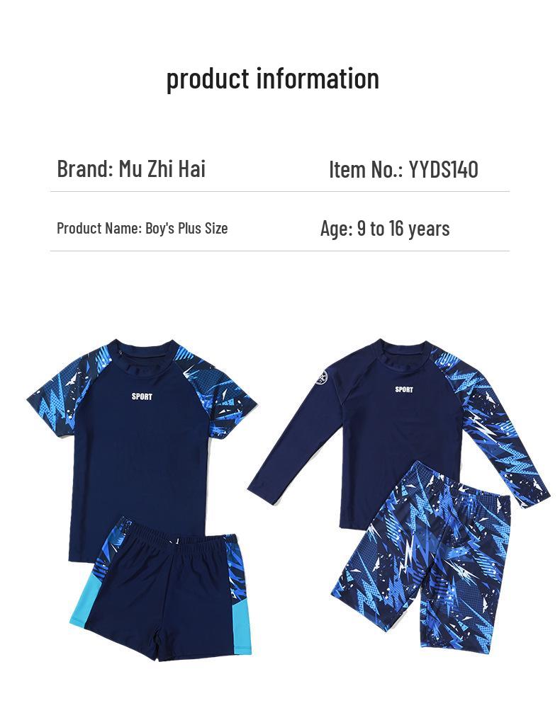Boys' Two-Piece Swimsuit Set - 2025 Sun Protection Swimwear for Big Kids