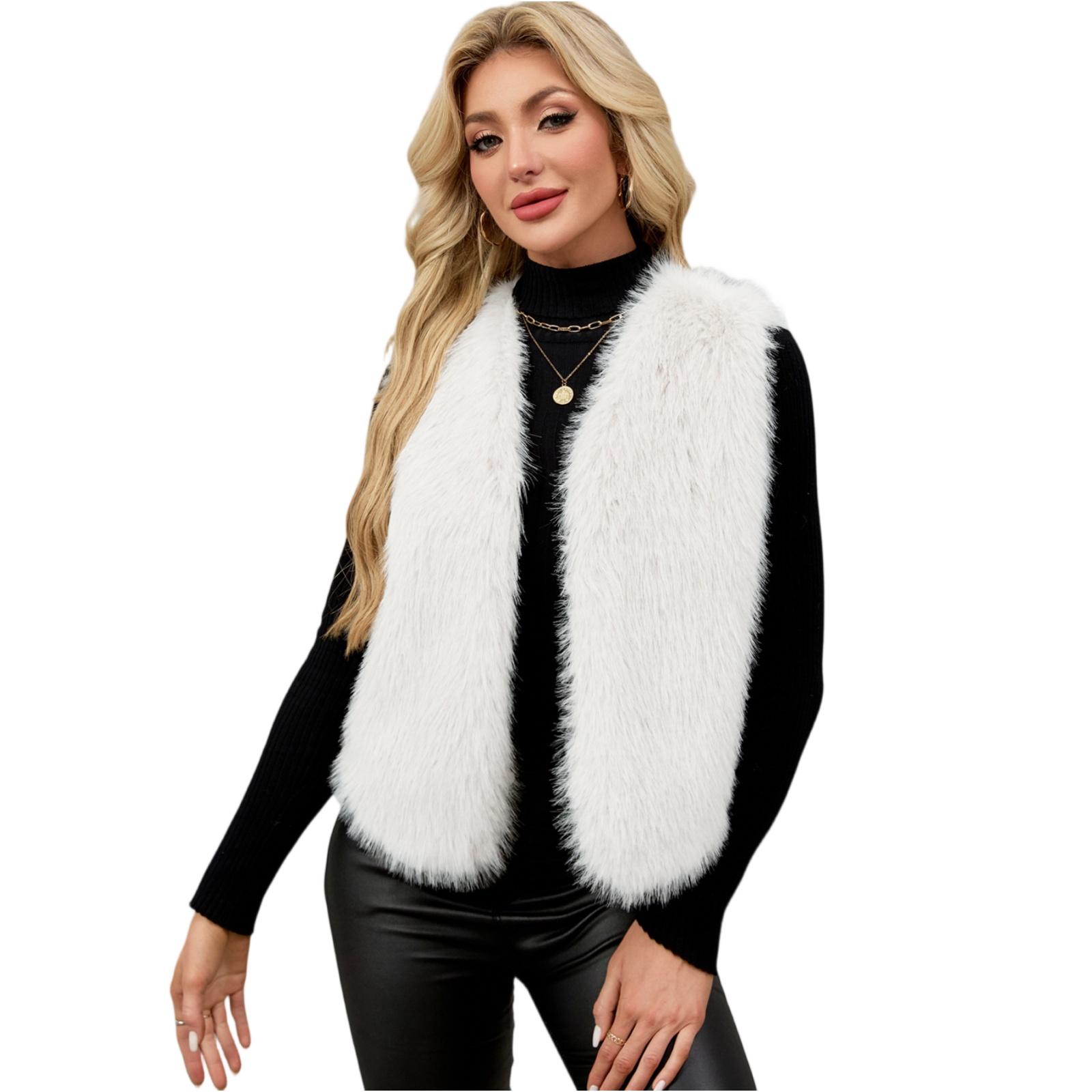 

Fashionable Women s V-neck Vest Sleeveless Jacket XXL белый