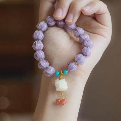 Bracciale Leone Fluorite Stile Tempio - Design Etnico per Donne