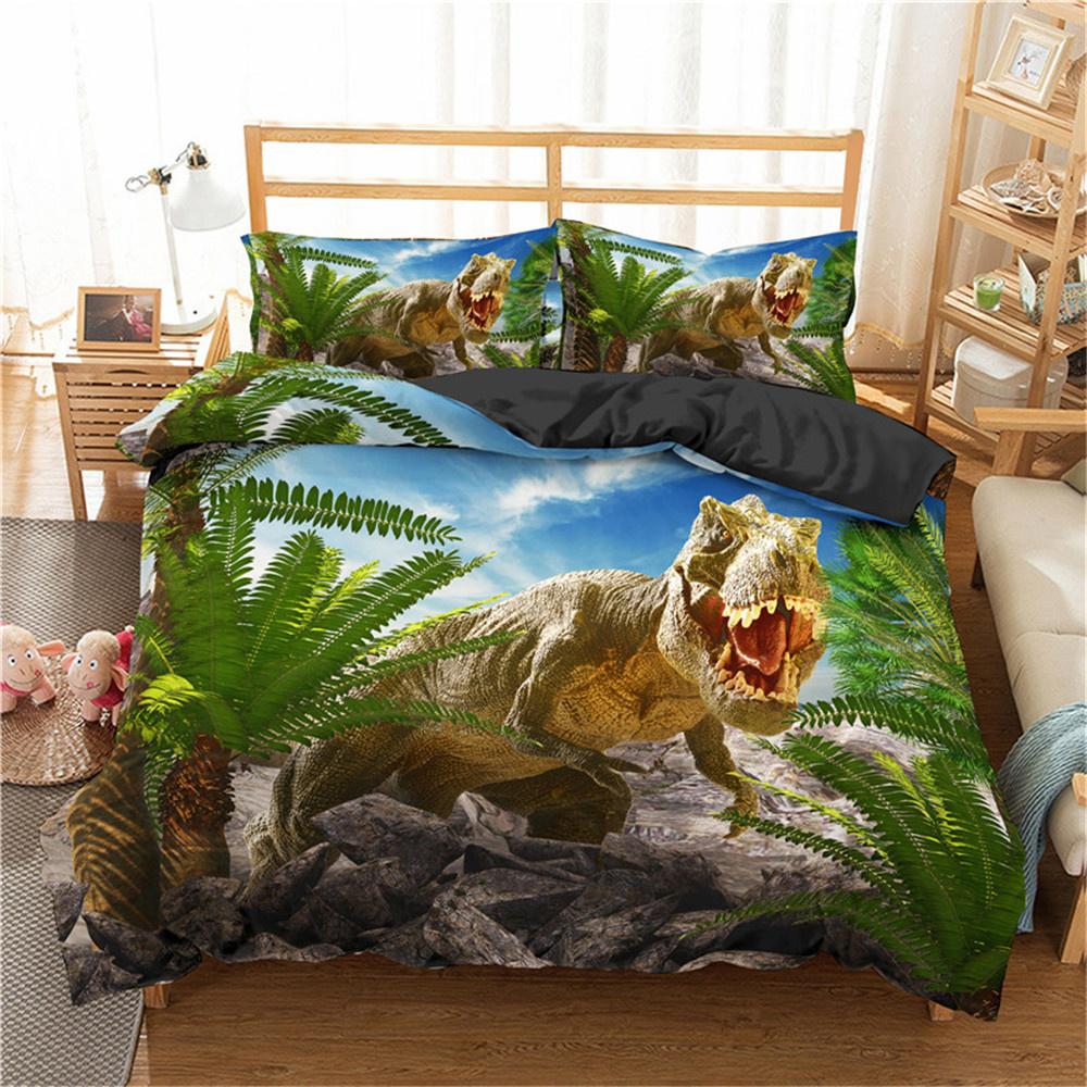 3D Animal Bedding Set Dinosaur Bed Duvet Cover Pillowcase Comfortable Microfiber Single Queen Double Bedclothes with Full Size