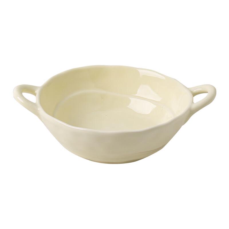 ZISIZ Retro Irregular Double-Handled Ceramic Soup Bowl