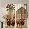 Set Of 2 Farmhouse Style Ox Pattern Printed Curtains Window Decoration Home Room Curtain Polyester