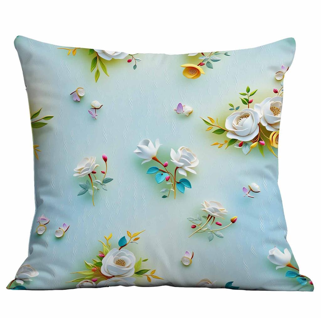 Spring and Summer 3D Floral Print Pillowcase Home Sofa Cushion Pillowcase