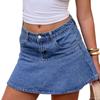 Women's Denim Skirt, A-line Skirt with Ruffled Hem Women's High-Waisted A-Line Denim Skirt Daily Wear Button Fly Denim Skirt Women's