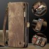 CaseMe-008 For iPhone 16 Pro Max Removable 2-in-1 Zipper Wrise Strap Multi-functional Wallet Case Card Slots Phone Cover