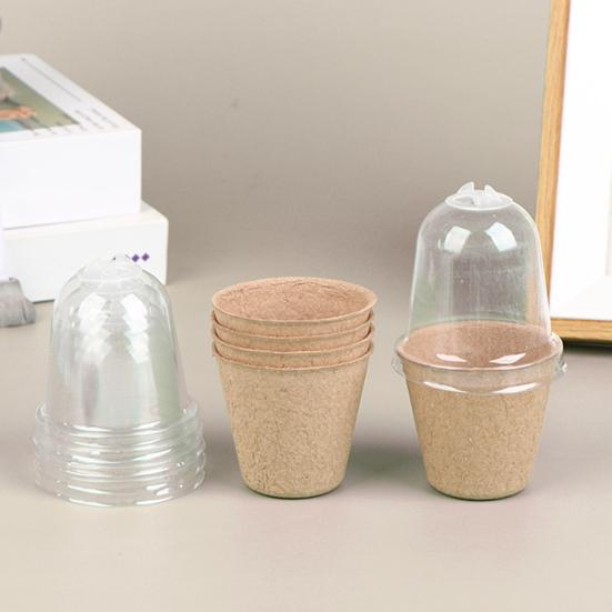 10/20 st plantskolakrukor med fuktkupol Miljövänlig allmänt använd biologiskt nedbrytbar startkrukaplanteringsbehållare