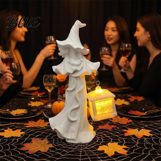 Faceless Witch Ornament Hanging Lantern Ornaments Hand-Held Spider Web Hollow Lantern Elegant Halloween Home Decor Gothic Texture Theme for Desktop
