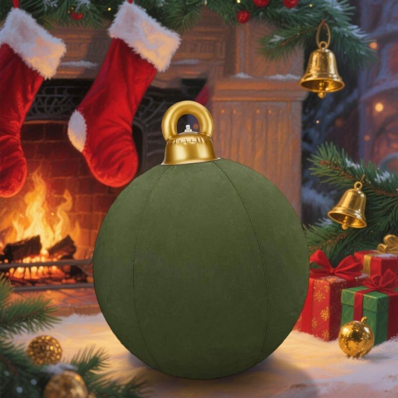 Velvet Inflatable Ornaments Balls Outdoor - 24 Inch Large Inflatable Christmas Balls, Reusable Blow Up Christmas Ornaments, Inflatable Xmas Decor for