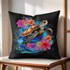 Hawaiian Sea Turtle Cushion Cover Natural Linen Organic Fabric DoubleSided Printing Couch Pillow Covers Home Decor