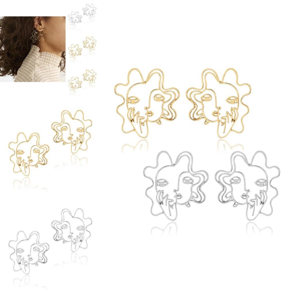 Contemporary Alloy Face Earrings Fashionable Minimalist Design For Women