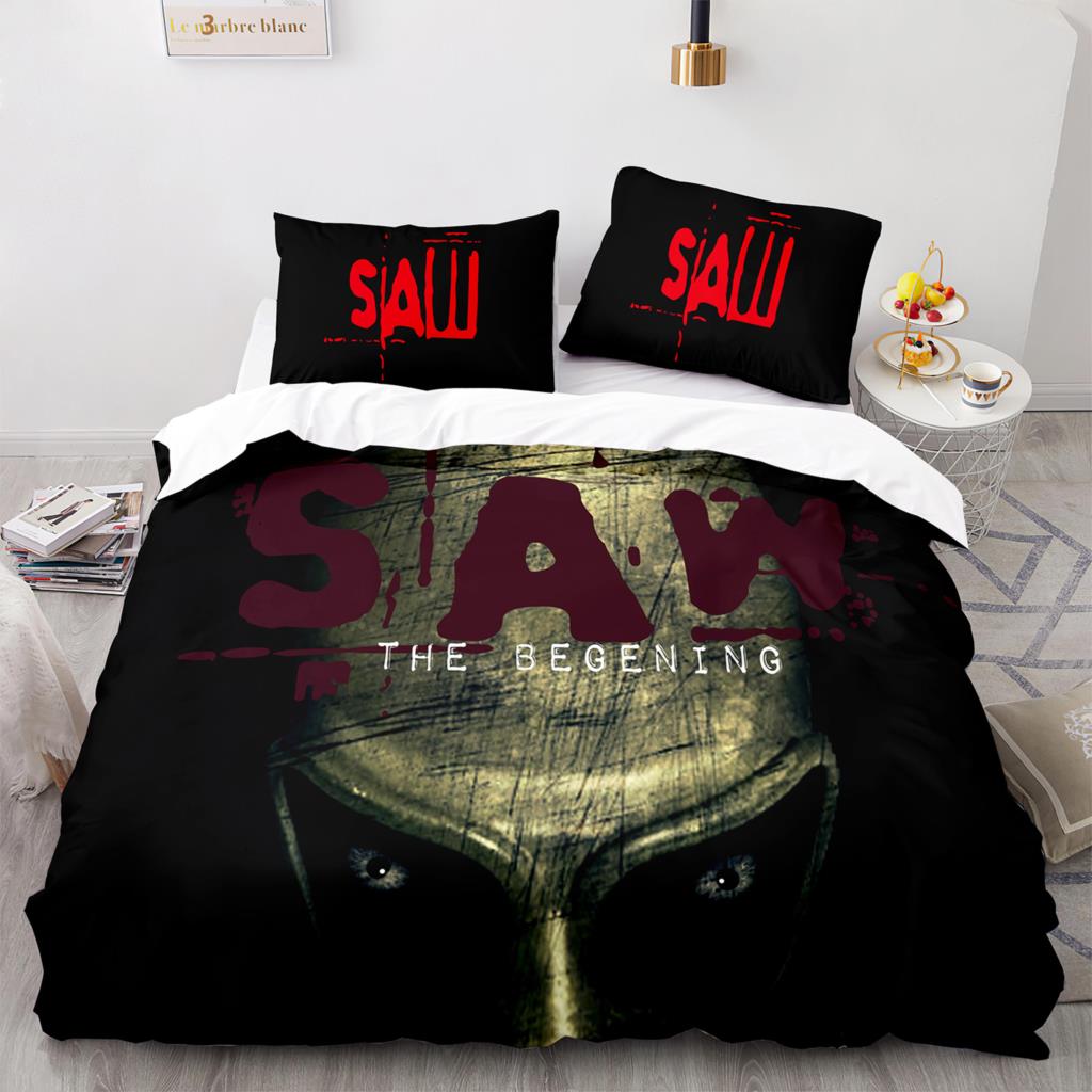 Chainsaw Fright Bedding Set Single Twin Full Queen King Size Halloween Bed Set Aldult Kid Bedroom Duvet cover Sets 3D Print 011