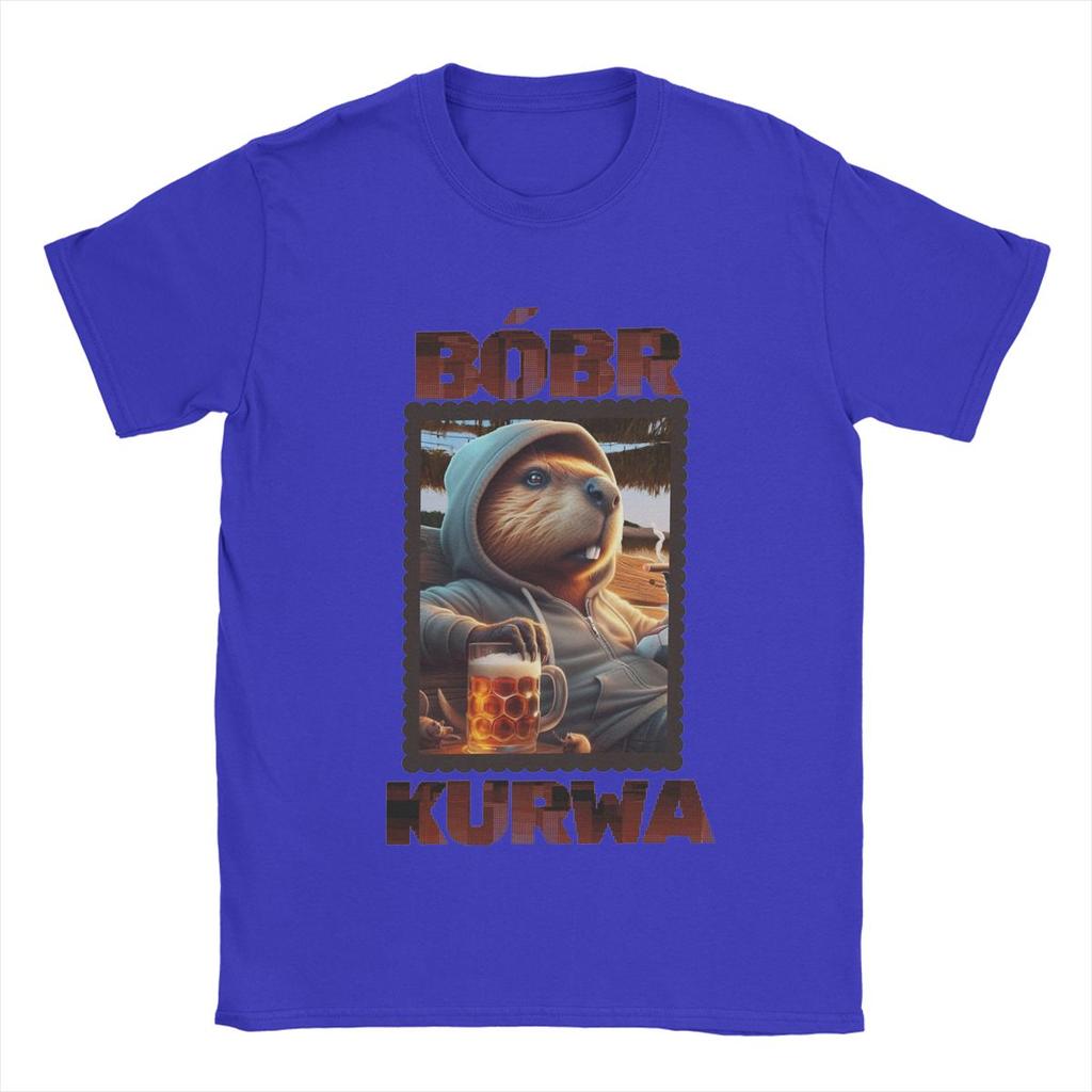 Bobr Bober Kurwa Beaver Boberek Beer And Football T-Shirts for Men Pure Cotton T Shirts Short Sleeve Tee Shirt Party Clothes