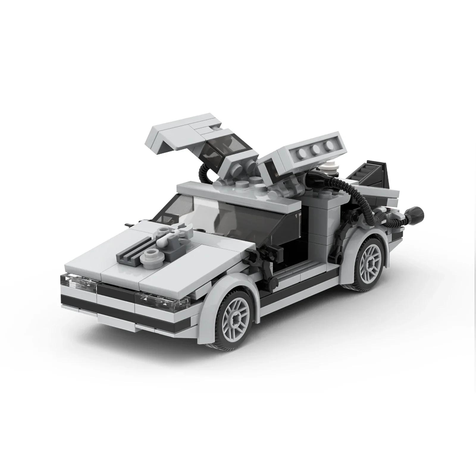 

MOC Back to the Futured Автомобиль Строительные Блоки Наборы Speed Champions City Спортивный Гоночный Автомобиль Модель Конструктор Для Подарка на Рождество светло-серый