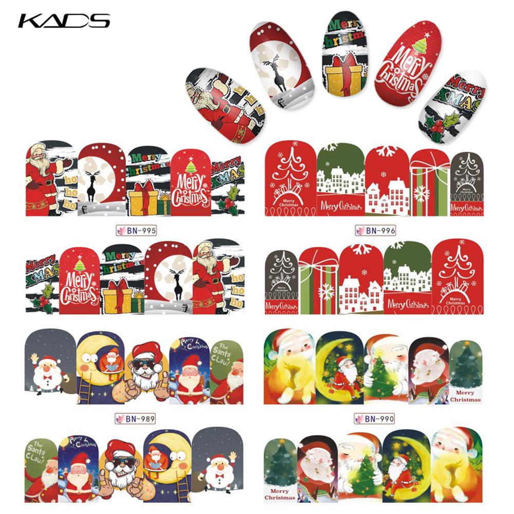 kads Autocolant cu transfer de apă de Crăciun Decalcomanii Nail Art Stickers învelește accesorii pentru unghii pentru manichiură Glisoare