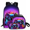 Trendy Popular Novelty game pad 3D Printed 3pcs/Set student School Bags Travel Notebook Backpack Crossbody Lunch bag Pencil Case