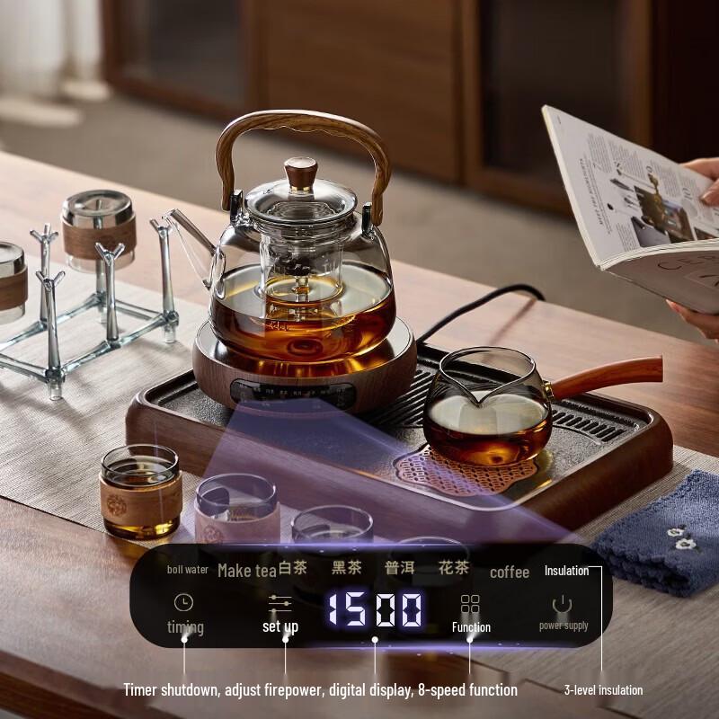 YIHUTEA Yingquan Glass Tea Set with Electric Stove, 12-Piece Gift Box