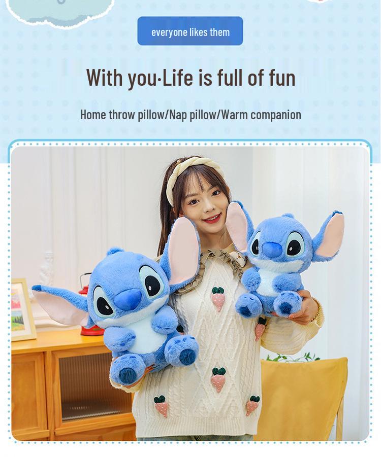 Large Blue Stitch Plush Doll - Cute Interstellar Couple Figure, Birthday Gift for Baby
