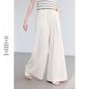 VICTORIA&VERA Women's Summer Linen-Feel Wide-Leg Commuter Pants