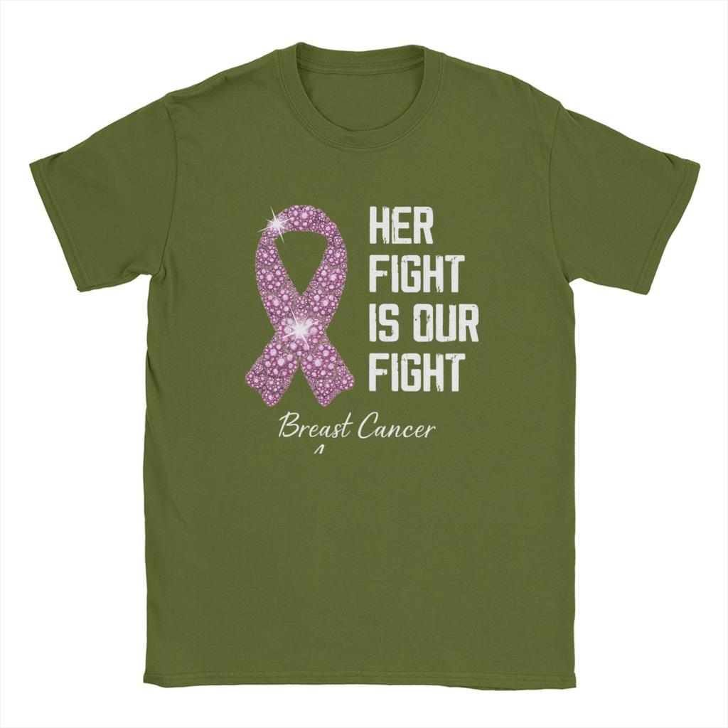 Fight Is Our Fight Breast Cancers  T Shirt Beach  Cotton T-Shirts For Man Popular Printed Tee Shirt Short-Sleeved Aesthetic Tees
