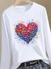 (Asian Size) butterfly style cute Graphic Tee o-neck Print T Shirt Casual Clothing Women autumn winter spring Fashion Top Long Sleeve T-shirts