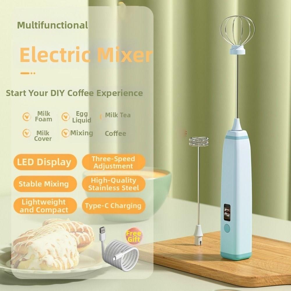 USB Rechargeable Electric Milk Frother Wireless Handheld Coffee Mixer Milk Foam Maker Kitchen Use