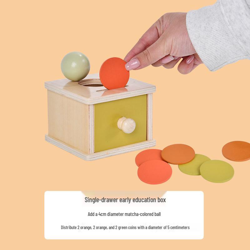 Montessori Wooden Drawer Box Early Education Textile Drum Pressure Ball and Puzzle Toys for Kindergarten