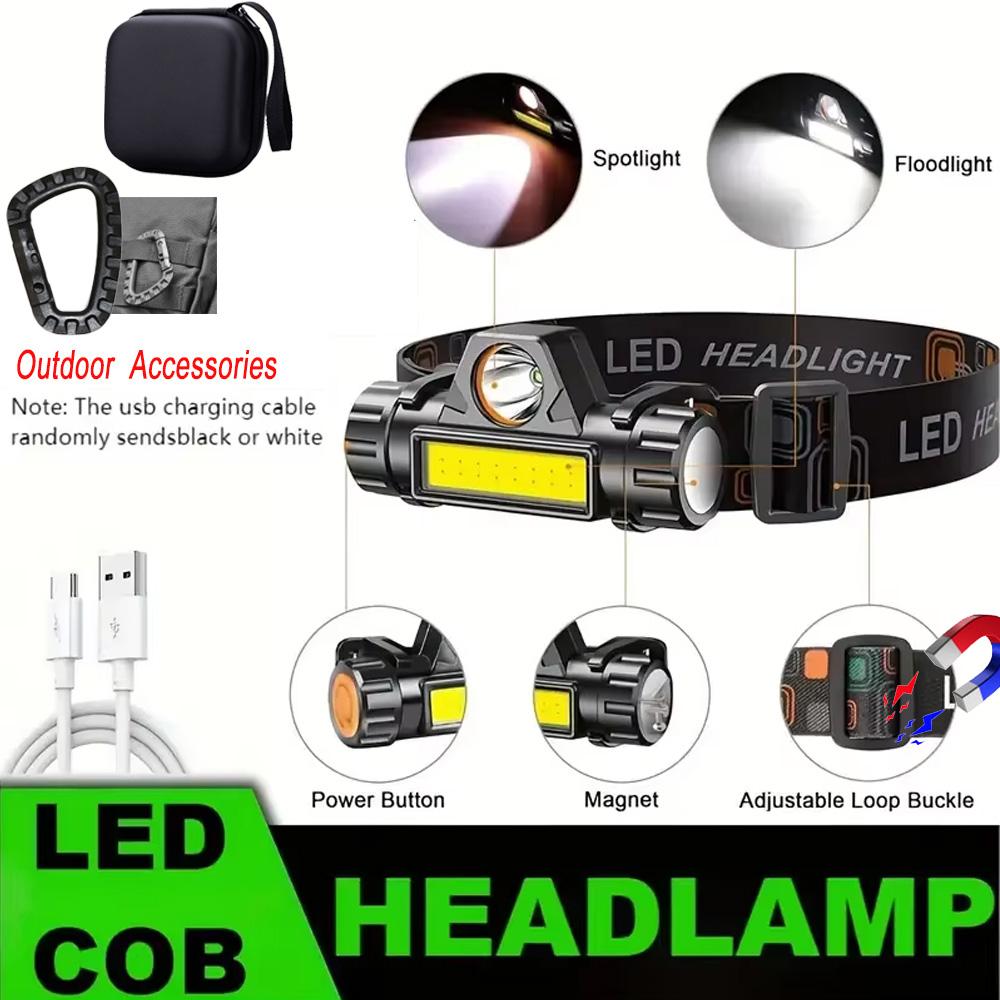 Powerful LED Headlamp, Long Battery Life Magnetic Fishing Light, Rechargeable Waterproof Headlight for Camping Hiking Cycling