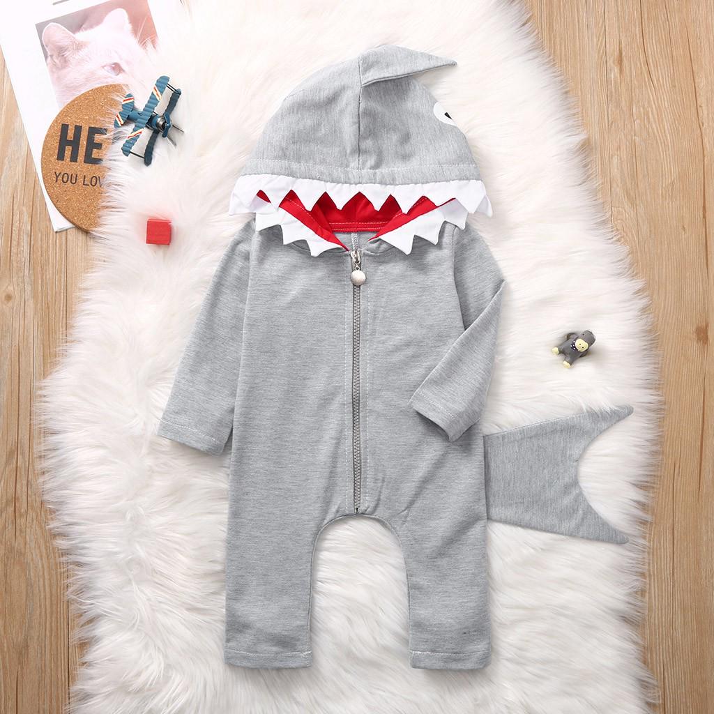 Детские девочки Мальчики Мультфильм Акула Циппер костюм Hoodie Ромпер Комбимонсье Одежда – купить по низким ценам в интернет-магазине Joom