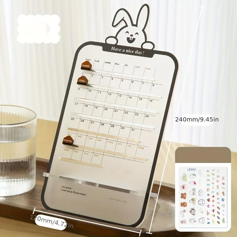 1 pc acrylic desk calendar, desktop calendar, manually adjustable calendar for teachers, students, white collar