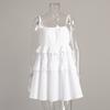 Women's Spaghetti Strap Tiered Ruffle Mini Cake Dress Loose Square Neck Cotton Sundress