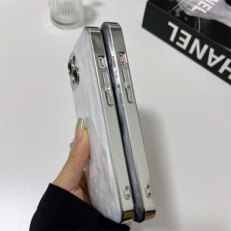 Luxusní gel s inkoustovým efektem, galvanicky pokovený stříbrný kryt pro iPhone 15 Pro Max 14 Plus 13 12 Pro 11 Kryt s komplexní ochranou proti pádu