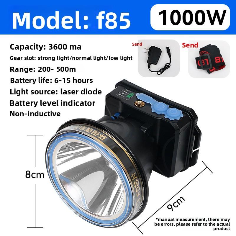 Strong Light Laser Cannon Super Bright Led Rechargeable Lithium Battery Outdoor Head-mounted Long Battery Life Induction Night Fishing Headlight