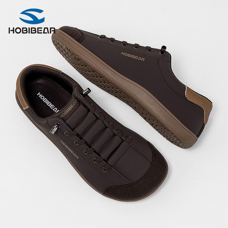 HOBIBEAR Leather Barefoot Shoes Lightweight Wide Toe Box Zero Drop Slip-on Shoes for men&Women