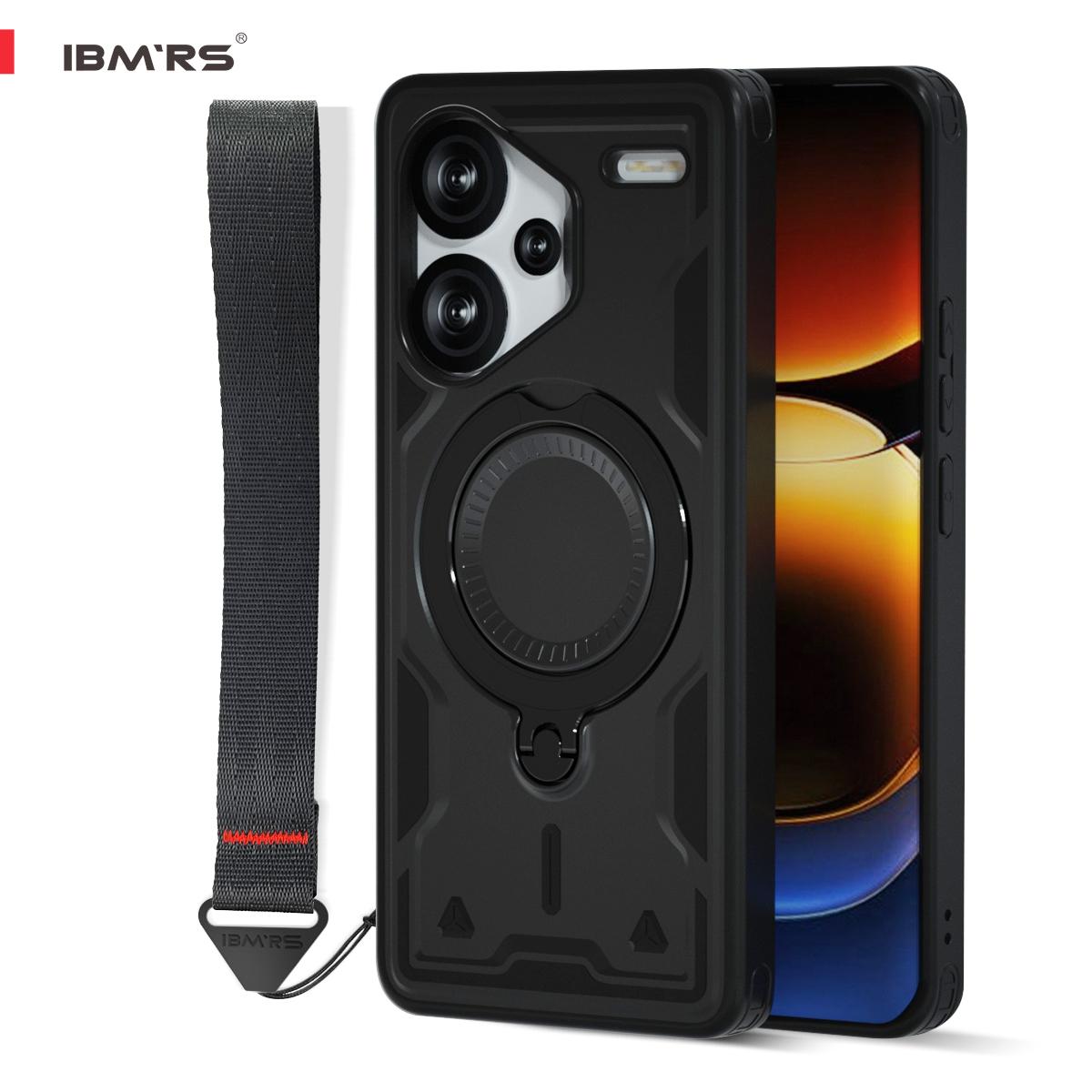 

for Redmi Note 13 Pro+ Case Shockproof [Magnetic Ring] with Stand & Lanyard | Compatible for 5G Phone Cover чёрный